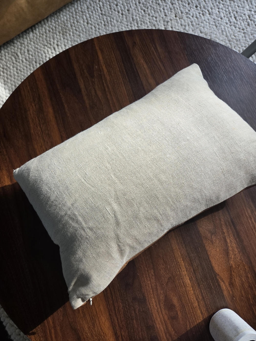 CB2 Ranch Cognac Leather Lumbar Pillow 12x18 + Feather Down Insert - Picture 5 of 7
